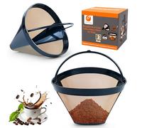 2Pcs Reusable No.4 Cone Coffee Maker Filters for Ninja Bar Brewer, Replacement Coffee Basket Filters, #4 Cone Permanent Coffee Filters Compatible with Ninja Cuisinart Coffee Maker