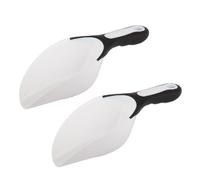 2pcs Reusable Plastic Ice Scoop with Hanging Hole | White PP Construction, Smooth Polished Finish, Thick Burr-free Edges, Includes Hook, Suited to Shops, Coffee Bars and PET