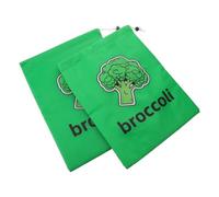 2pcs Reusable Produce Drawstring Bag with Aluminum Lining for Fruit | Home Storage and Refrigerator Use, Wide Opening, Thickened Polyester Film, Green Finish, for Lettuce