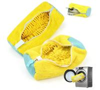 2Pcs Reusable Shoe Washing Machine Bag, Laundry Bags with Secure Zipper & Plush Protection for Washer & Dryer - Fits All Sneakers, Trainers, Running Shoes & Delicates (Yellow)