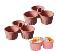 2PCS Reusable Silicone Air Fryer Baking Mould，135ml Oven Safe Cup Mould, with Grip Ear Enduring Non Stick Egg Mold Cup for Baking Kitchen Home(Pink)