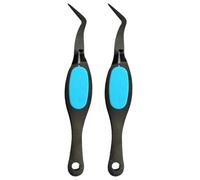 2Pcs Reverse Tweezers, 5x0.8 Precision 401 Stainless Steel Craft Tweezers with Non Slip Grip for DIY Craft Jewelry Eyelash Extensions Nail Beading, Curved