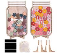 2Pcs Reward Jar, Magnetic Reward Jars for Children with 36 Stars and 36 Flowers, Good Behaviour Chart Reward Pot, Star Jar Reward System for Home School Classroom Teacher Parent