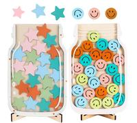 2Pcs Reward Jars, Star Jar, Stars Reward Jar and Tokens, Reward Jars for Children, Fridge Reward Jar for Children Incentive Jar Good Behavior, Home School Teacher, Daily Routine, Chores