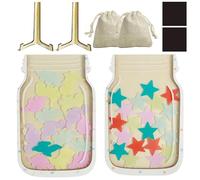 2Pcs Reward Jars with 25 Stars & Dinosaurs, Personalized Motivate Good Behavior Reward Jar with Stand & Cloth Bags, Magnetic Star Jar Reward System, Star Collect Jar Reward Chart for Home School