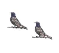 2pcs Rhinestone Bird Brooch Pin for Women, Zinc Alloy Black | Art Deco Vintage Style, Full Rhinestone Shine, for Dresses and Lapels, Easy Matching