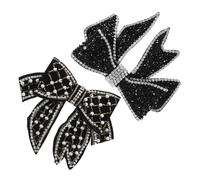 2Pcs Rhinestone Bowknot Hair Clips for Women - Elegant Black Fabric Barrettes - Stylish Accessories for Parties & Special Occasions
