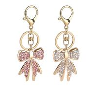 2pcs Rhinestone Bowknot Keychains, Pink Coquette Bow Bag Key Charm Sparkly Bow Alloy Keyring Glitter Cute Rhinestone Charm Women Ladies Coquette Bow Keychain Accessories for Purse Handbag Backpack