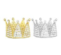 2pcs Rhinestone Crown Cake Toppers Set of Seven Silver Ornaments
