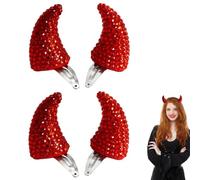 2pcs Rhinestone Devil Horn Hair Clips,Devil'S Little Horn Headpiece(A)