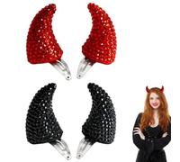 2pcs Rhinestone Devil Horn Hair Clips,Devil'S Little Horn Headpiece(C)