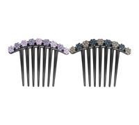 2pcs Rhinestone Flower Hair Comb Seven Teeth Updo Pin for Brides | Resin Ornament Glossy Stones, Quick Decoration, Wedding Ceremonies and Prom Evenings Random Color
