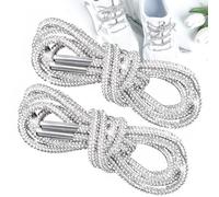 2pcs Rhinestone Glitter Shoelaces, Shiny Bling Round Hoodie Drawstrings, Crystal Rope Shoelaces for Women Sneakers, 2pcs White, 39.37"