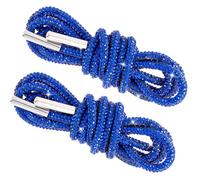 2pcs Rhinestone Glitter Shoelaces, Shiny Bling Round Hoodie Drawstrings, Crystal Rope Shoelaces for Women Sneakers, 2pcs Blue, 47"