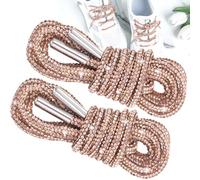 2pcs Rhinestone Glitter Shoelaces, Shiny Bling Round Hoodie Drawstrings, Crystal Rope Shoelaces for Women Sneakers, 2pcs Champagne, 47"