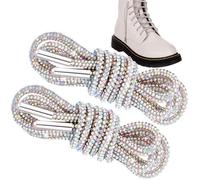2pcs Rhinestone Glitter Shoelaces, Shiny Bling Round Hoodie Drawstrings, Crystal Rope Shoelaces for Women Sneakers, 2pcs Ab Color, 47"
