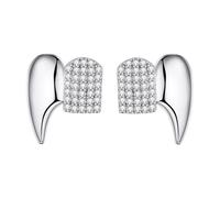 2PCS Rhinestone Grillz Mouth Top Tooth Bling Single Grill Cap Hip Hop Rapper Costume Accessory for Women Men Festivals Parties, 0.6x0.7in, Rhinestone, gemstone