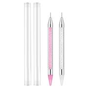 2pcs Rhinestone Picker Tool, Gem Applicator Pen Double-Ended Wax Pencil for Diamonds Wax Nail Jewel Picker Dotting Pen for Nail Design DIY (White, Pink)
