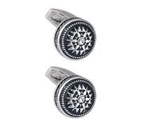 2pcs Rhinestone Sleeve Buckle Cufflinks for Business Dress Shirts | Copper Build, Polished Black and Silver Finish, Rounded Edges, Easy No-sew Wear for Office and Groomsmen