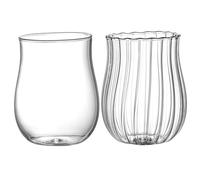 2Pcs Ribbed Glass Cups 350ml Heat-Resistant Clear Matcha Cup Vintage-Style Multi-Purpose Glasses for Iced Coffee, Beverage, Milk, Cocktails Glass Cups