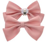 2pcs Ribbon Bow Shoe Clips for Pumps, Removable Pink Pair Decorative