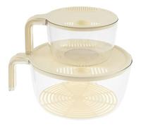 2Pcs Rice Strainer 2 Sizes Rice Washing Bowl with Lids Multifunctional Washing Basket with Handle Reusable Grain Washer Strainer Cleaning Vegetables Fruits Colanders(Yellow)