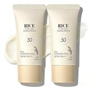 2PCS Rice Sunscreen With Probiotics,SPF 50 Face Moisturiser, Korean Rice Ultra-Light Sunscreen For Face&Body, SPF Face Cream With UVA & UVB Protection For Protects & Brightens Skin, Dry Sensitive Skin