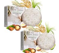 2Pcs Rice Water Shampoo Bar for Hair Growth, Protein Shampoo Bar Bulk, Root White Coverage Hair Darkening Shampoo, Volumizing and Strengthening