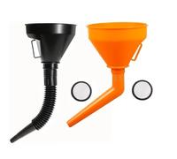 2Pcs Right Angle Fuel Funnel Set with Mesh Filter and Removable Hose, Engine Petrol Diesel Gasoline Plastic Wide Mouth Funnel with Handle for Car, Motorcycle