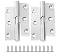 2Pcs Right Rising Butt Door Hinges 3 Inch, 75mm Heavy Duty Stainless Steel Lift Off Hinge with Screws Rust-Resistant Self Closing Small Hinges for Internal and External Wooden Box Door Cabinets Lid