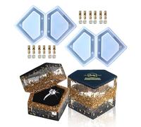 2Pcs Ring Box Resin Molds, Diamond Shape Ring Holder Silicone Mold for Engagement Wedding Birthday Gifts