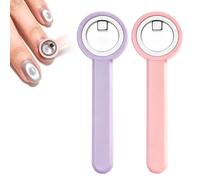 2Pcs Ring Cat Eye Magnets for Nails, Strong Nail Magnet in Ergonomic Handle | 3-in-1 Hollow Nail Magnets Ring for French Heart Wide Beam, DIY Nail Art Tools for Women, Beginners and Nail Artists