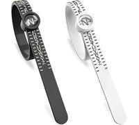 2Pcs Ring Measurement Tool,Gauge Measure Wedding Gauge Ring Sizer Measure Sizes A-Z with Magnifying Glass Adjustable Measurement Tool for Men and Women (White and Black)