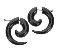 2pcs Ring Silver Hoop Earrings Ringing Men Teardrop Stacks Double Gold Hoops Chain Studs Horn Metal Black