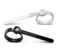 2pcs Ring Sizer UK Measuring Tool Accurate Finger Measurement with Magnifying Glass Clear Print Design for US Size 1-17 & UK Size A-Z for Wedding Bands (Black/White)