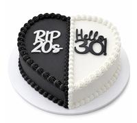 2Pcs RIP 20s & Hello 30 Acrylic Cake Toppers - Black & White Mini Cake Topper Set - 5cm x 4.5cm Birthday Cake Decorations for 30th Birthday Party