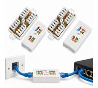 2Pcs RJ45 Cat6 Junction Box, Punch Down Ethernet Cable Connector with Flame Retardant Housing, High Speed LAN/Powerline Network Cables Connector Cat5e Cat6 Cable Extension T568A T568B Wiring