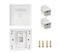 2Pcs RJ45 Socket Cat6 Network Faceplate Single Port Ethernet Wall Plate | Ethernet Cable Junction Box with 2 Keystone Jacks Toolless Installation Type 86 Module Connector for Home Network Installing