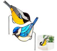 2Pcs Robin Garden Ornaments Outdoor, Garden Bird Ornaments for Plant Pots and Balcony Decoration, Robin Gifts Suitable for Indoor Potted Plant Decoration