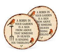 2Pcs Robin Garden Sign Set Weatherproof Plaque Ornament for Outdoor | Farm Animal Country Wall Decor Tin Sign, A Robin In Your Garden Is A Sign From Above, Vintage Robin Bird Memorial Wall Decor