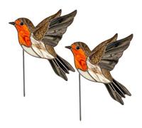 2Pcs Robin Garden Stakes, Acrylic Birds Pot Ornaments, Weatherproof Realistic Robins Pot Decoration, Funny Birds Garden Decorations for Lawn, Patio & Yard, Robin Gifts for Women, Mother & Girls