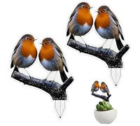 2Pcs Robin Garden Stakes Outdoor, Acrylic 2D Robin Decorative Outdoor Sign, Pigeon Deterrent for Gardens, Decorative Garden Decor Ornaments, Lovely Bird Graphic Gifts for Home or Outdoor