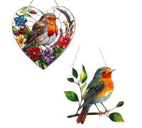 2Pcs Robin Sun Catcher Set, 20x20cm Colorful Sun Catchers for Windows, Acrylic Material, for Beautifying Windows, Gardens and Rooms