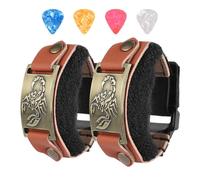 2PCS Rock-house Guitar String Mute Dampener, Guitar Mute Strap, Guitar Fret Wrap Muffler Cover Tape Noise Reducer, Brown Leather with Metal Totem Accent, scorpion（z xie）
