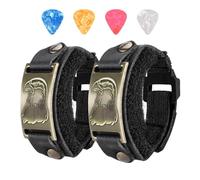 2PCS Rock-house Guitar String Mute Dampener, Guitar Mute Strap, Guitar Fret Wrap Muffler Cover Tape Noise Reducer, Black Leather with Metal Totem Accent, eagle(h ying)