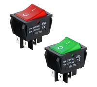 2Pcs Rocker Switch for Numatic Henry Hoover, 30A AC 250V 4 Pin Illuminated ON Off Power Switch Replacement, Compatible with Hetty James George Vacuum Cleaner, Red & Green