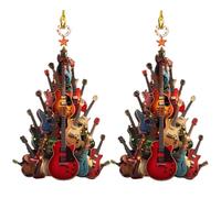 2Pcs Rockin' Around The Guitar Christmas Tree Ornament, 2D Acrylic Rock Guitar Christmas Tree Decoration, Stacking Rock Guitar Car Charm, Rock Guitar Hanging Christmas Ornament (2pcs)