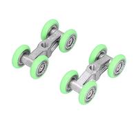 2PCS Roller Wheel Runner Push Pull U Shaped 4 Wheel Stainless Steel Shower Door Rollers Pulleys for Bathroom Kitchen Double Door Green Color 20mm Diameter 5mm Wheel Width