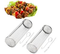 2pcs Rolling Grilling Basket,Cylinder BBQ Net Tube Camping Tools,304 Stainless Steel BBQ Grill Mesh Grilling Accessories,Camping Barbecue Rack for Vegetables, Fish and French Fries