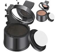 2PCS Root Touch up Powder, Black & Light Brown Hairline Powder with Mirror and Sponge Air Cushion, Water & Sweat Resistant Hair Loss Concealer for Facial Contouring/Eyebrow/Silhouette